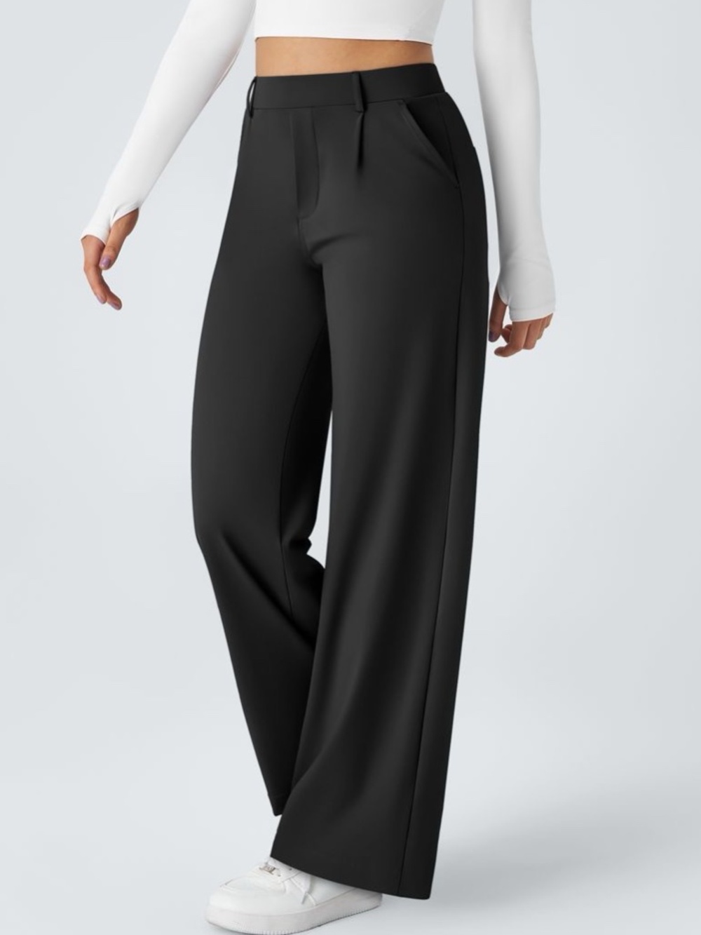 NWT Halara Flex™ DayStretch High Waisted Pocket Straight Leg Black Pants SZ XL P